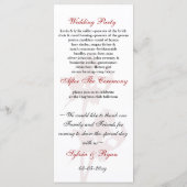 Hochzeitsprogramm für rote Rosen Programm (Rückseite)