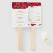 Hochzeitsprogramm für rote Rosen und Herz Fächer (Vorne und Hinten)
