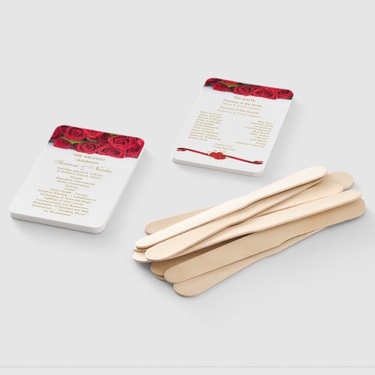 Hochzeitsprogramm für rote Rosen und Herz Fächer (Non-assembled)