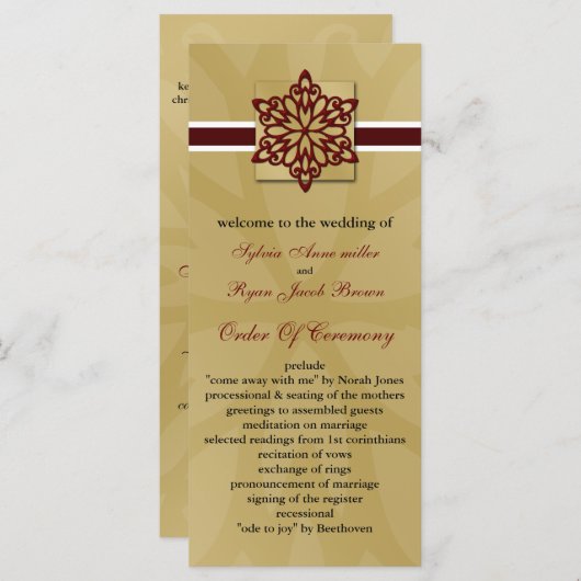 Hochzeitsprogramm für Rote Schneeflocken Programm (Vorne/Hinten)