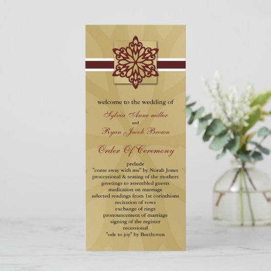 Hochzeitsprogramm für Rote Schneeflocken Programm (Stehend Vorderseite)