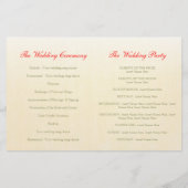 Hochzeitsprogramm für Rote Tulpen (Rückseite)