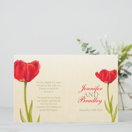 Hochzeitsprogramm für Rote Tulpen (Stehend Vorderseite)