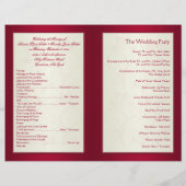 Hochzeitsprogramm für Rote und Elfenbeinblumen (Rückseite)