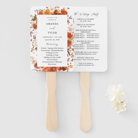 Hochzeitsprogramm für Rote und Orange Fächer (Vorne und Hinten)