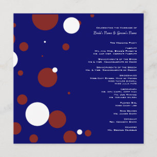 Hochzeitsprogramm für rote, weiße, blaue Polka Dot Programm