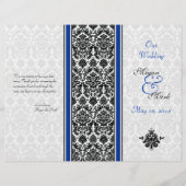 Hochzeitsprogramm für Royal Blue and Black Damask (Vorderseite)