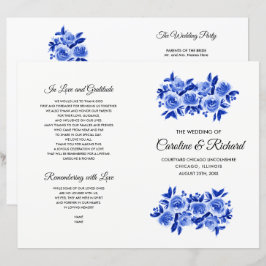 Hochzeitsprogramm für Royal Blue Floral Watercolor
