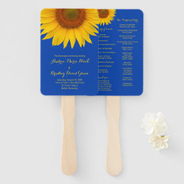 Hochzeitsprogramm für Royal Blue Yellow Sunflower Fächer