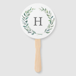 Hochzeitsprogramm für Rustic Greenery Wreath Monog Fächer