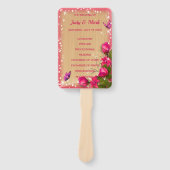 Hochzeitsprogramm für Rustikal-Holz-Rosa-Blütensch Fächer (Vorderseite)