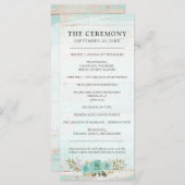 Hochzeitsprogramm für Rustikal-Holz-Türkis-Rose Programm (Vorne/Hinten)