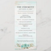 Hochzeitsprogramm für Rustikal-Holz-Türkis-Rose Programm (Vorderseite)