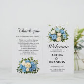 Hochzeitsprogramm für Rustikal in Blau und Weiß (Stehend Vorderseite)