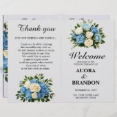 Hochzeitsprogramm für Rustikal in Blau und Weiß (Vorne/Hinten)