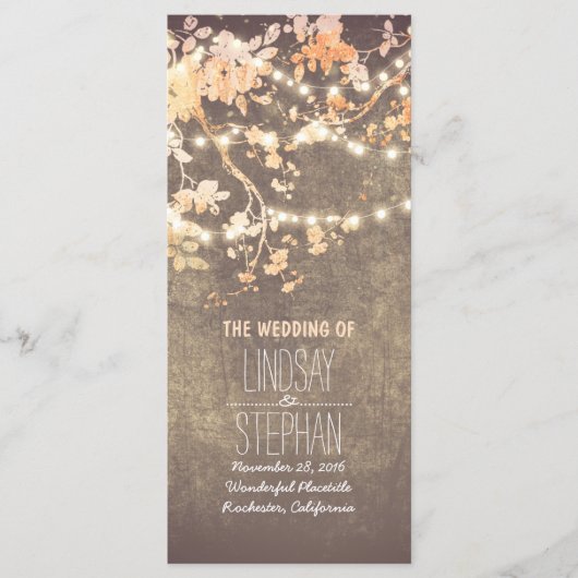 Hochzeitsprogramm für Rustikal-Rosa-Baumzweige Programm (Vorderseite)