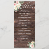 Hochzeitsprogramm für Rustikal-Rosa-Blumenleuchten Programm (Rückseite)