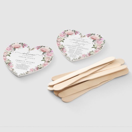 Hochzeitsprogramm für Rustikal-Rosa-Rose Fächer (Non-assembled)