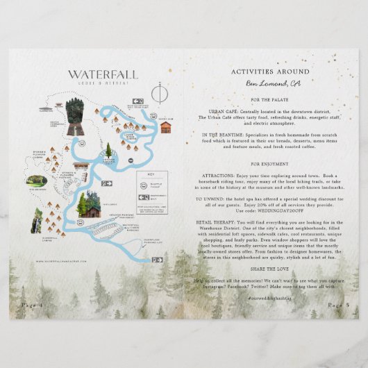 Hochzeitsprogramm für Rustikal-Wald mit Spielen (Rückseite)