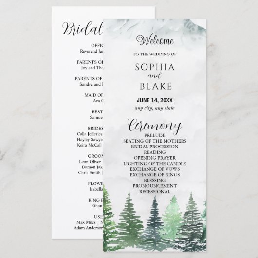 Hochzeitsprogramm für Rustikale Berge und Wälder (Vorne/Hinten)