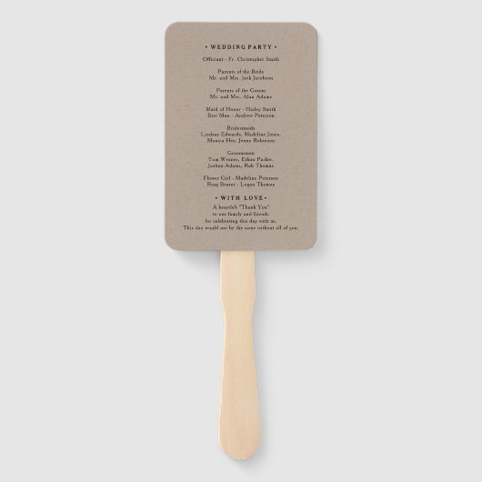 Hochzeitsprogramm für rustikale Bergwaldlandwälder Fächer (Rückseite)