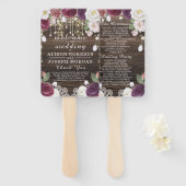 Hochzeitsprogramm für rustikale Blumenzellenlampen Fächer (Vorne und Hinten)