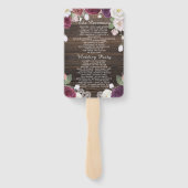 Hochzeitsprogramm für rustikale Blumenzellenlampen Fächer (Rückseite)