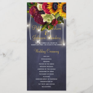 Hochzeitsprogramm für rustikale Bordeaux-Kalkplatt Programm