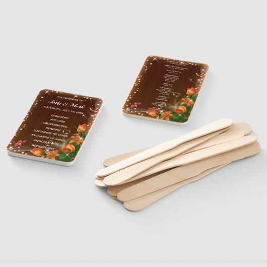 Hochzeitsprogramm für rustikale Dunkelholz-Flora-S Fächer (Non-assembled)