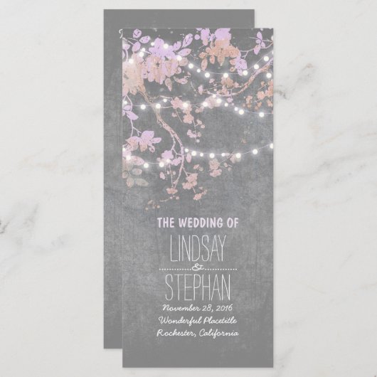 Hochzeitsprogramm für rustikale, graue und rosa Ba Programm (Vorne/Hinten)