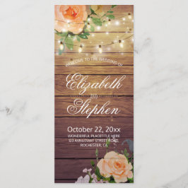 Hochzeitsprogramm für rustikale Holzblumen Programm