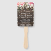 Hochzeitsprogramm für rustikale Holzflorenleuchten Fächer (Vorderseite)