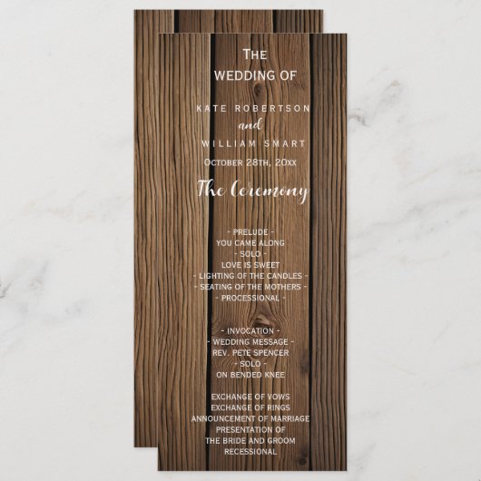 Hochzeitsprogramm für rustikale Landhäuser Programm (Vorne/Hinten)