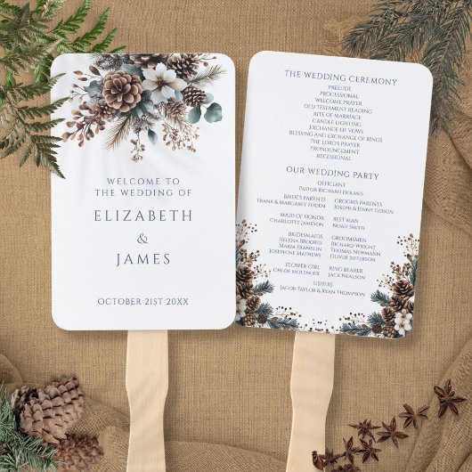 Hochzeitsprogramm für Rustikale Pinecones Fächer