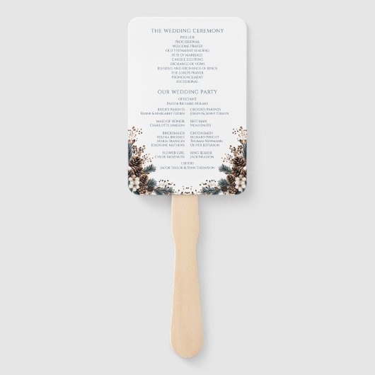 Hochzeitsprogramm für Rustikale Pinecones Fächer (Rückseite)