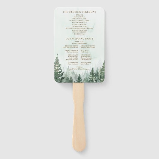 Hochzeitsprogramm für Rustikale Pinienwälder Fächer (Rückseite)