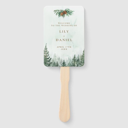 Hochzeitsprogramm für Rustikale Pinienwälder Fächer (Vorderseite)