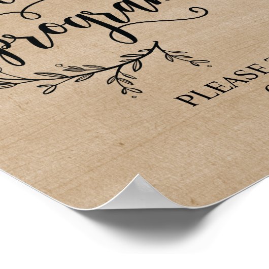 Hochzeitsprogramm für Rustikale Reben Poster (Ecke)