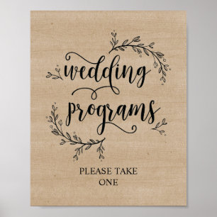 Hochzeitsprogramm für Rustikale Reben Poster