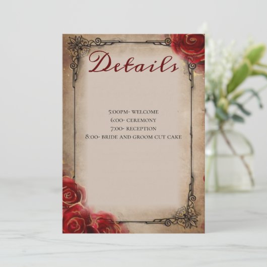 Hochzeitsprogramm für rustikale Rose Programm (Stehend Vorderseite)