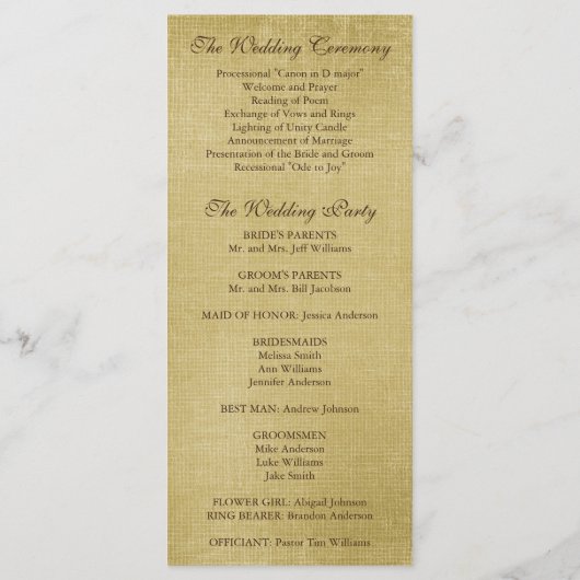 Hochzeitsprogramm für rustikale Sonnenblumen-Wirbe Programm (Rückseite)