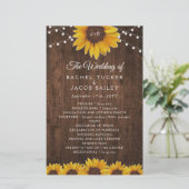 Hochzeitsprogramm für rustikale Sonnenblumensaiten (Stehend Vorderseite)