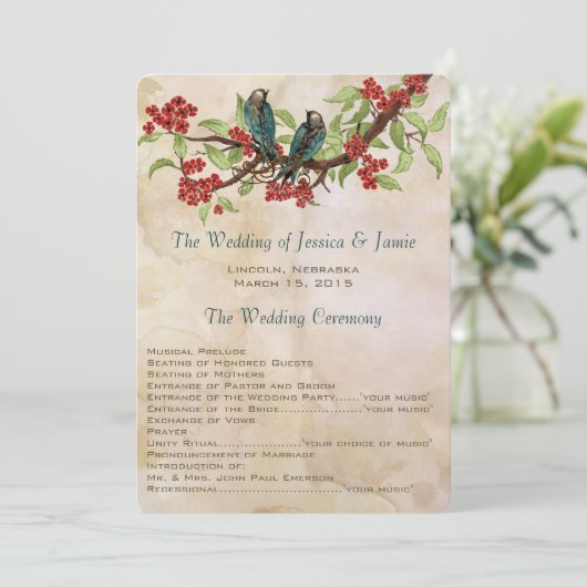 Hochzeitsprogramm für Rustikale Vintage Liebeskuli Programm (Stehend Vorderseite)