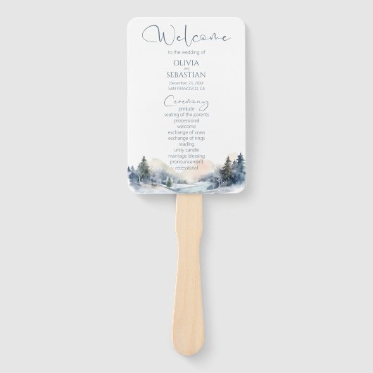 Hochzeitsprogramm für rustikale Wälder Fächer (Vorderseite)