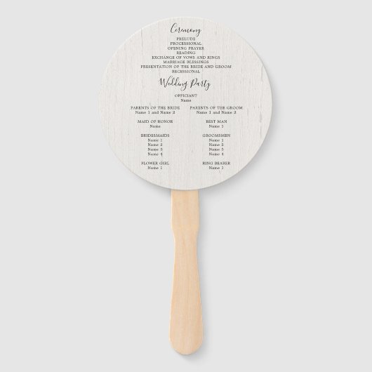 Hochzeitsprogramm für rustikale Wälder im Freien Fächer (Rückseite)