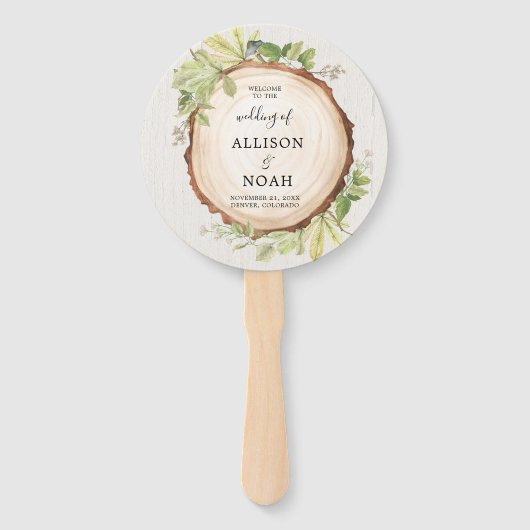 Hochzeitsprogramm für rustikale Wälder im Freien Fächer (Vorderseite)