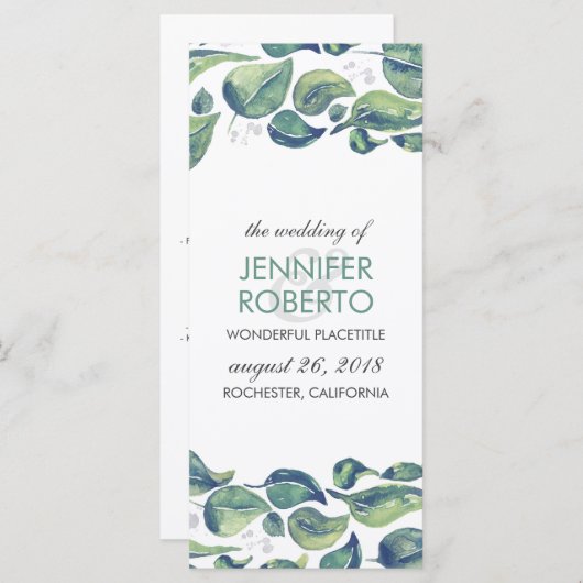 Hochzeitsprogramm für rustikale Wasserfarben-Blätt Programm (Vorne/Hinten)