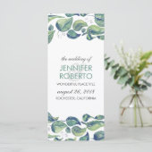 Hochzeitsprogramm für rustikale Wasserfarben-Blätt Programm (Stehend Vorderseite)