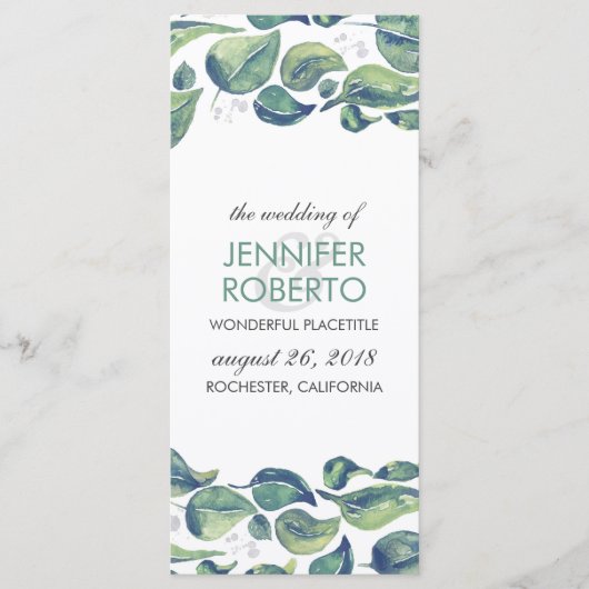 Hochzeitsprogramm für rustikale Wasserfarben-Blätt Programm (Vorderseite)