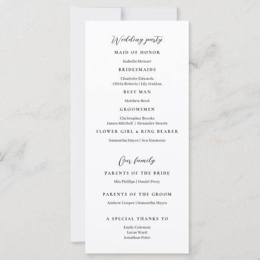 Hochzeitsprogramm für rustikale Wildblumen (Rückseite)